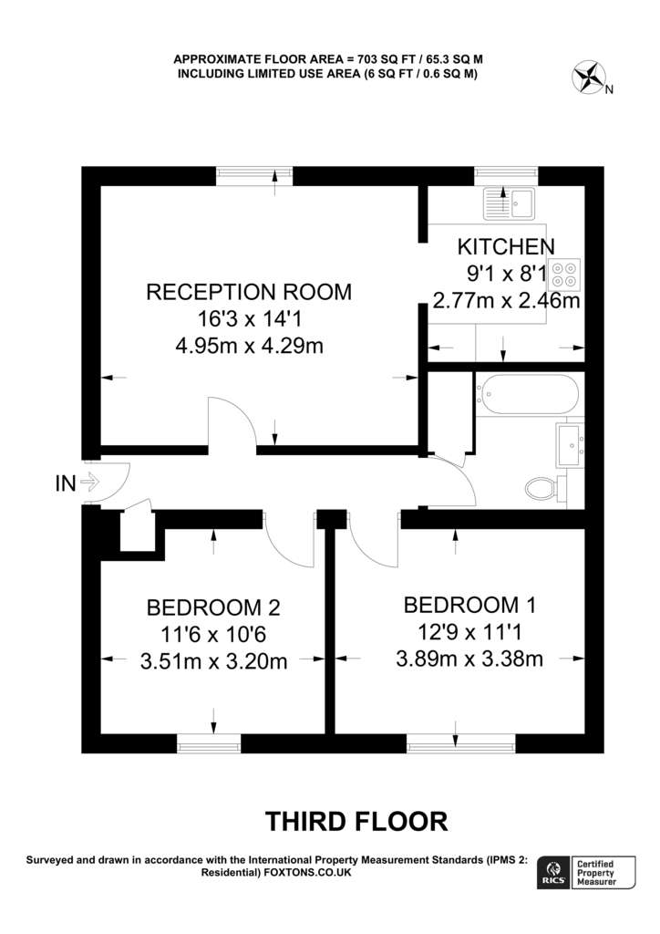 2 bedroom flat to rent - floorplan