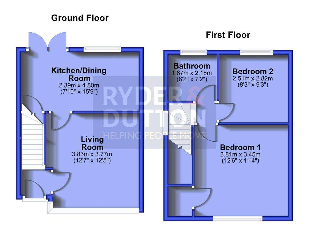 2 bedroom semi-detached house for sale - floorplan