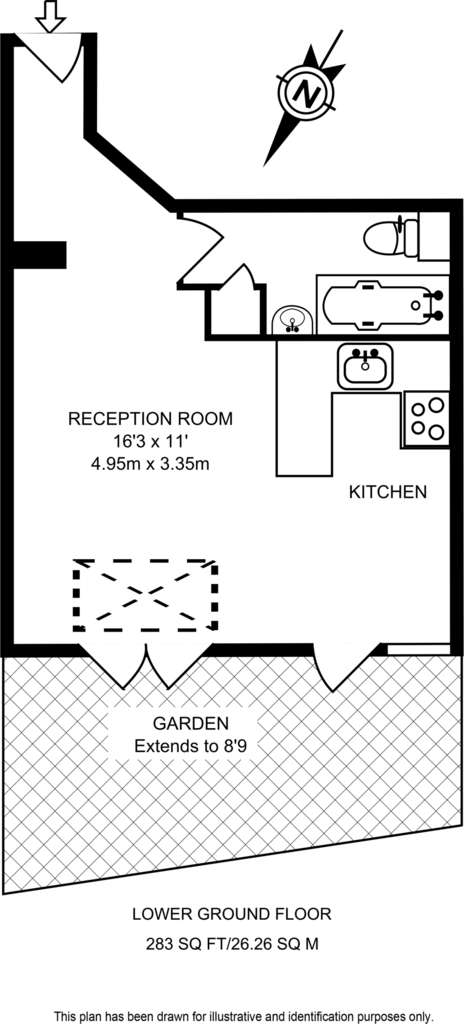 Studio flat to rent - floorplan