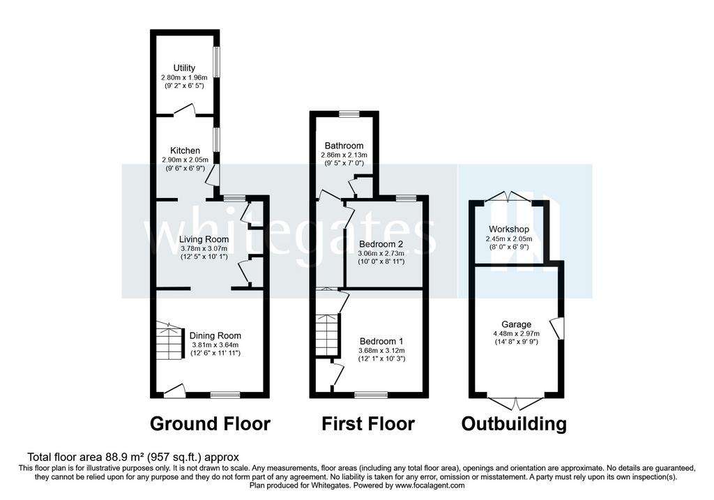 2 bedroom terraced house for sale - floorplan