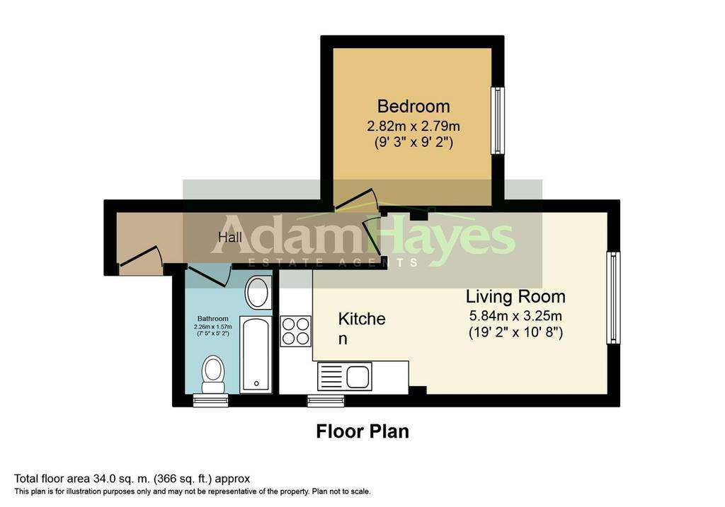 1 bedroom flat to rent - floorplan