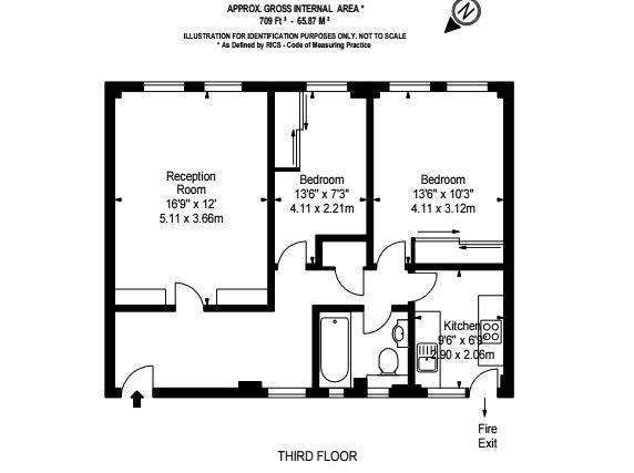 2 bedroom flat to rent - floorplan