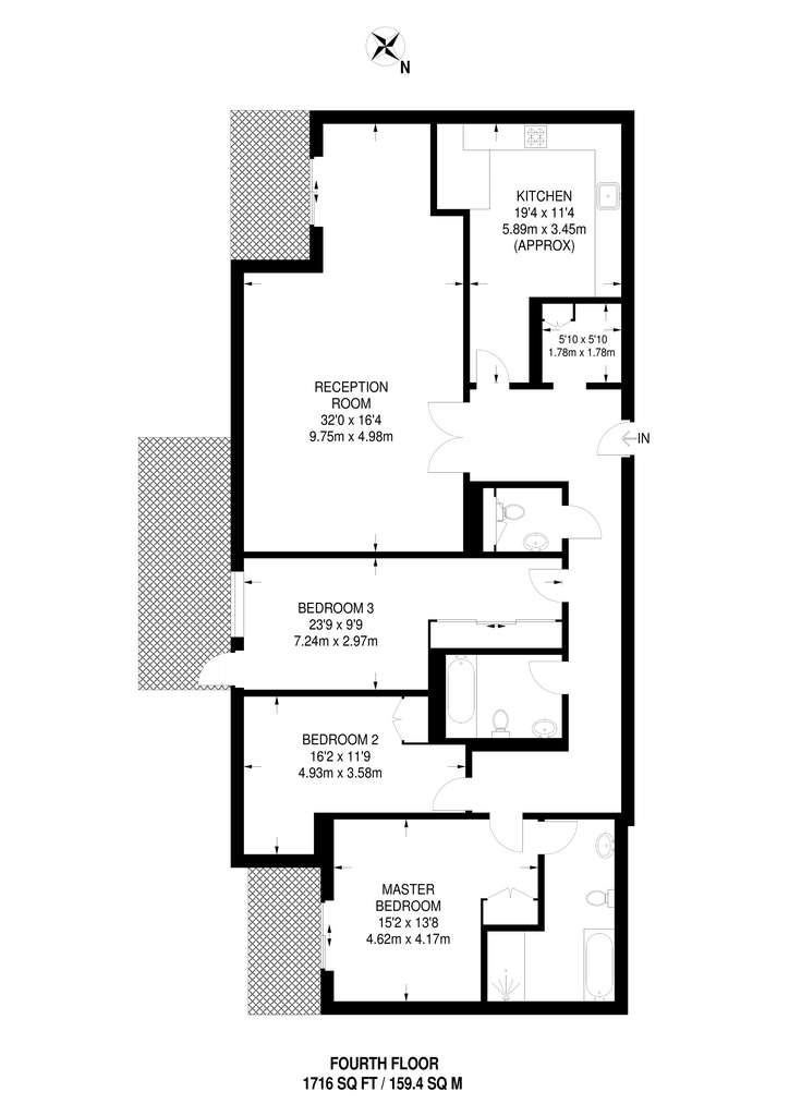 3 bedroom flat to rent - floorplan