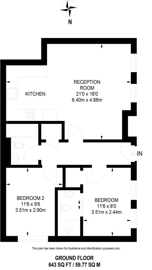 2 bedroom flat to rent - floorplan