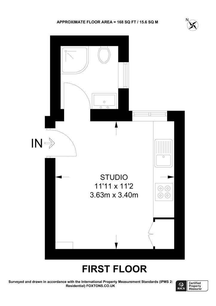 Studio flat to rent - floorplan