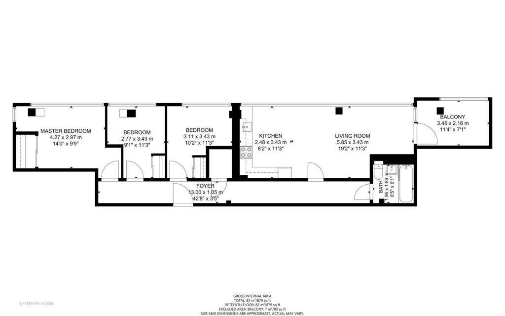 3 bedroom flat to rent - floorplan