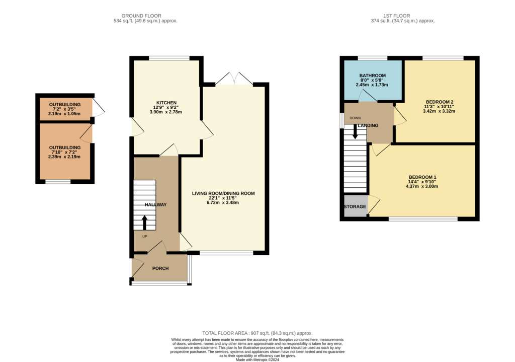 2 bedroom end of terrace house for sale - floorplan