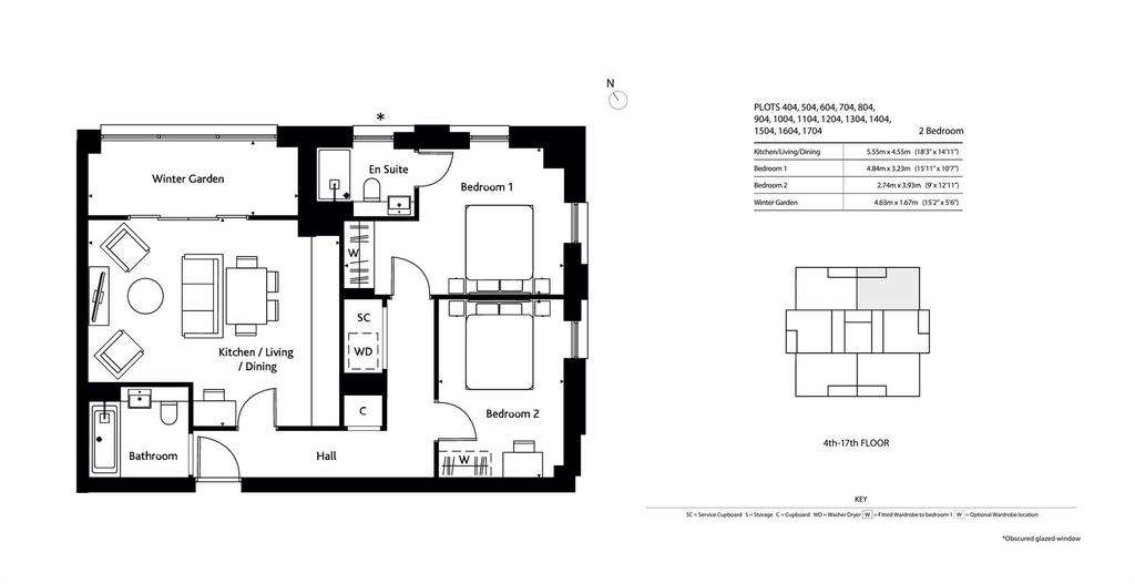 2 bedroom flat to rent - floorplan