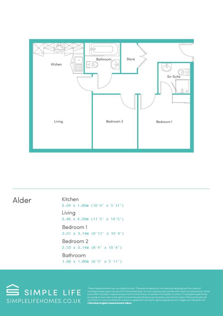 2 bedroom flat to rent - floorplan