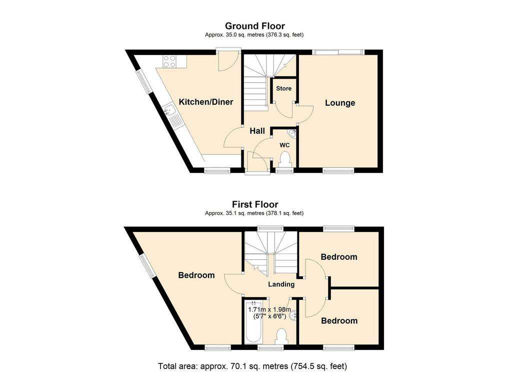 3 bedroom semi-detached house for sale - floorplan