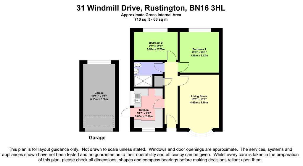 2 bedroom bungalow for sale - floorplan