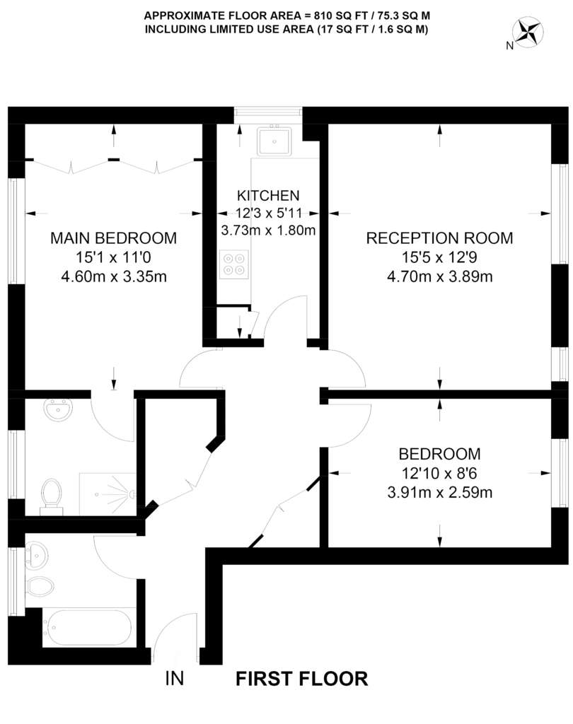 2 bedroom flat to rent - floorplan