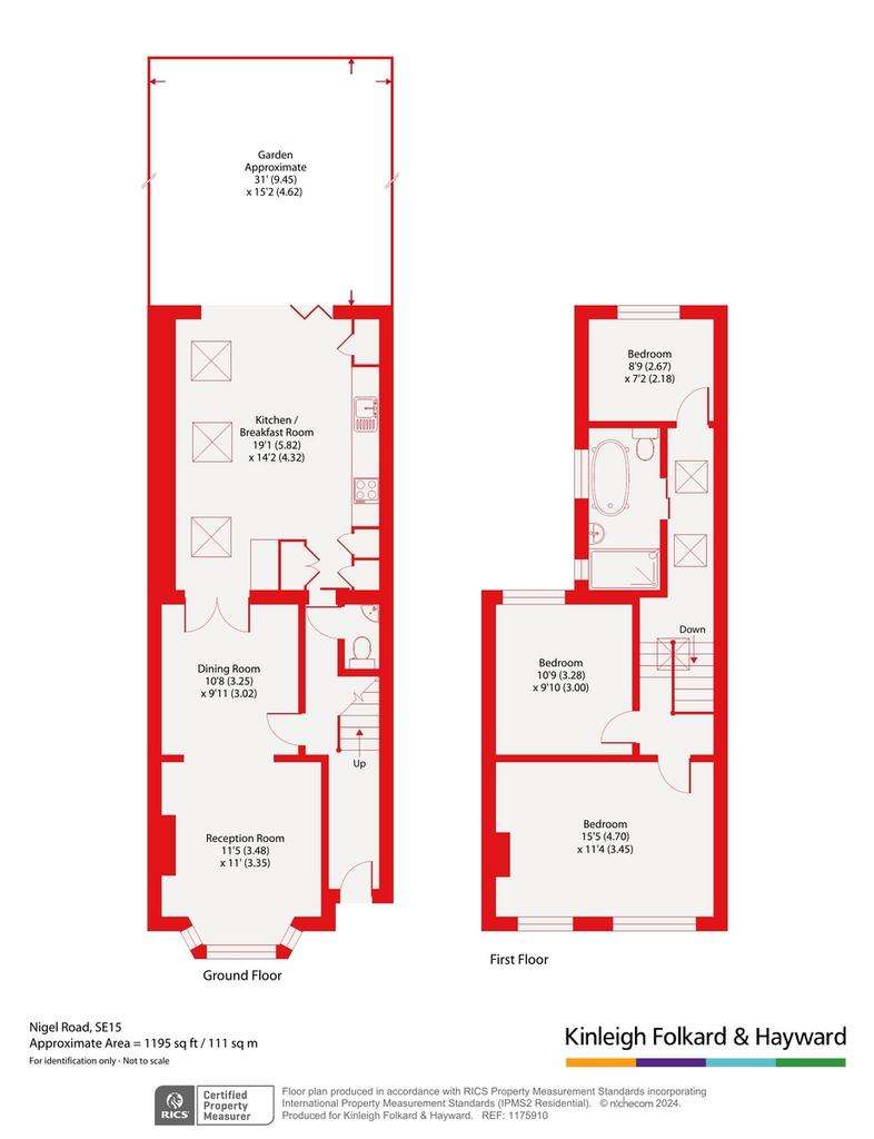 3 bedroom terraced house for sale - floorplan