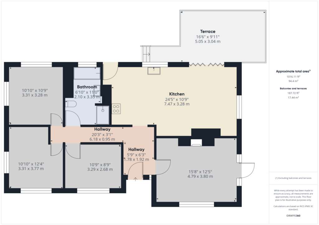 3 bedroom detached bungalow to rent - floorplan