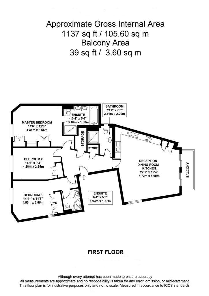 3 bedroom flat to rent - floorplan