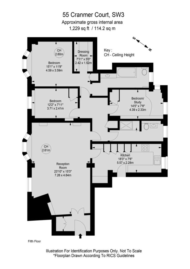 3 bedroom flat to rent - floorplan