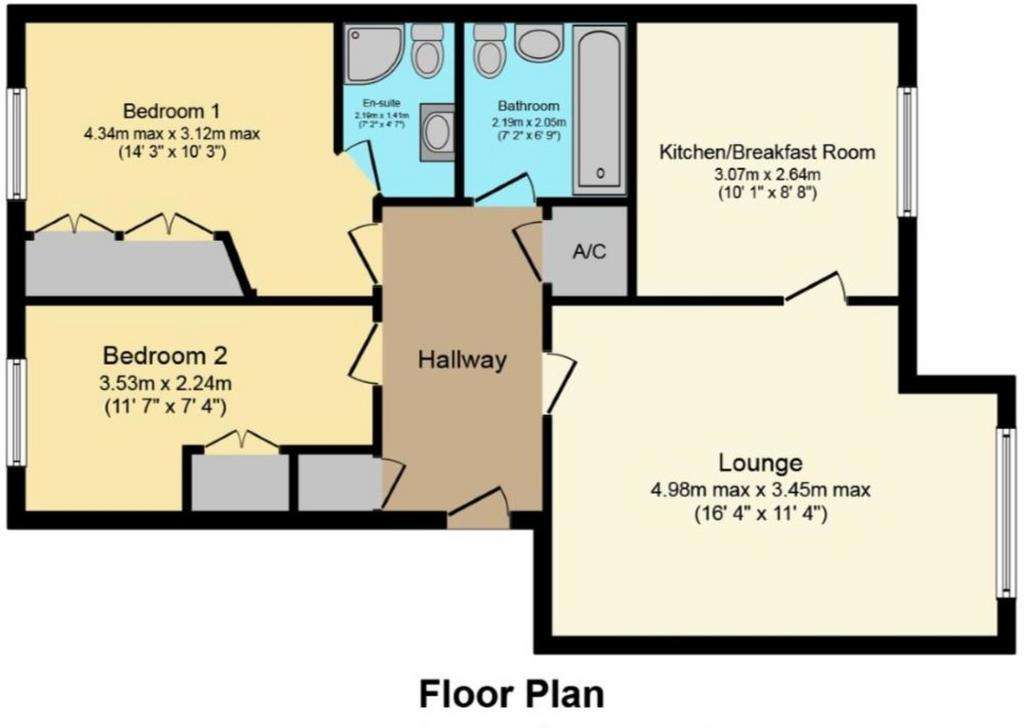 2 bedroom flat to rent - floorplan