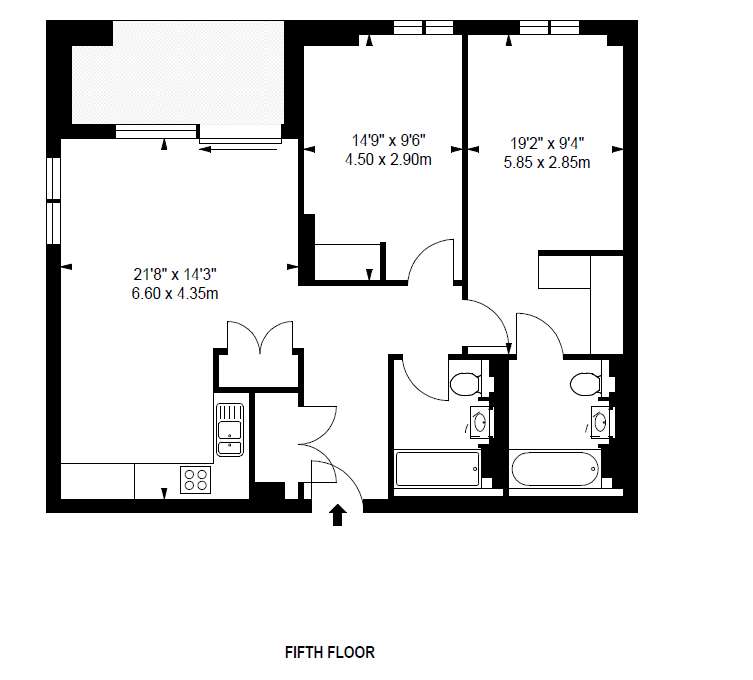 2 bedroom flat to rent - floorplan