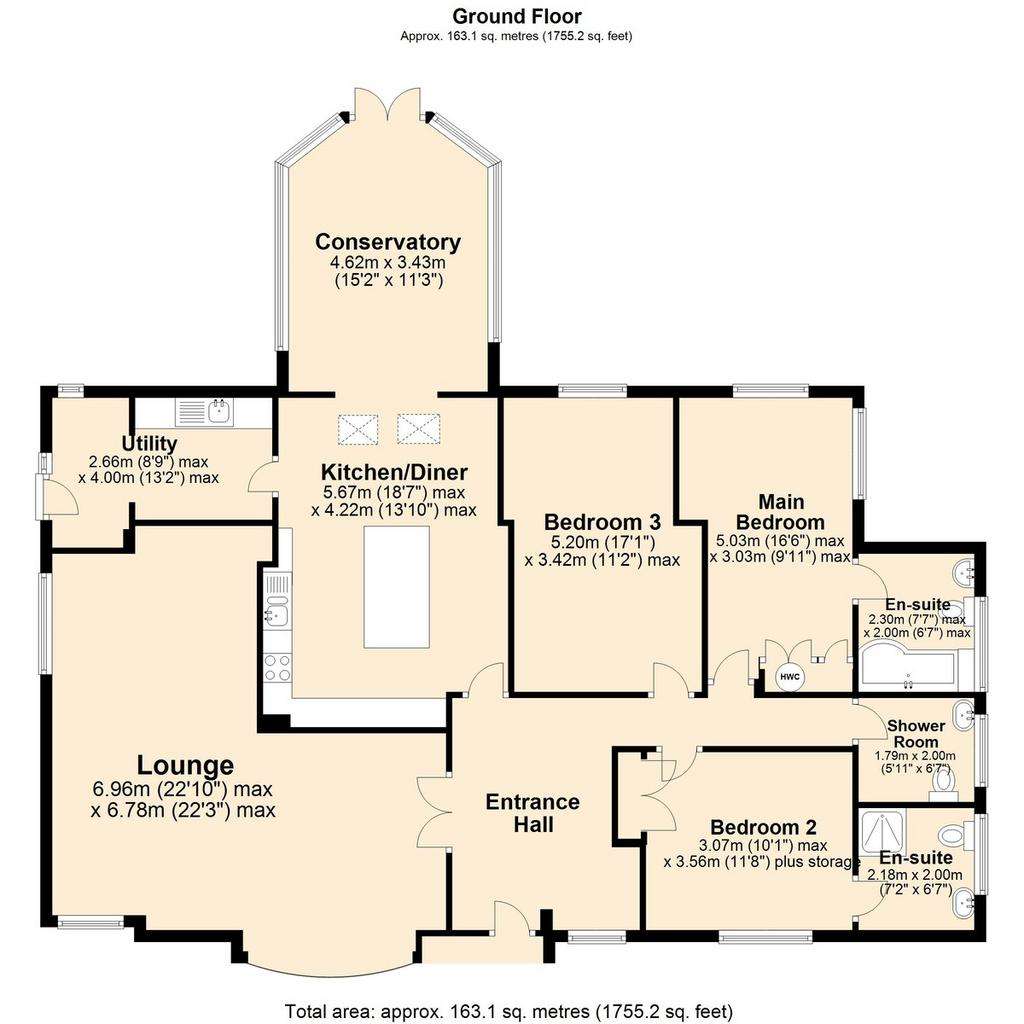 3 bedroom detached bungalow for sale - floorplan