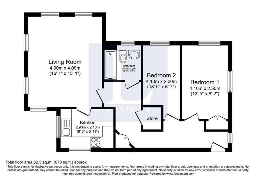 2 bedroom flat to rent - floorplan