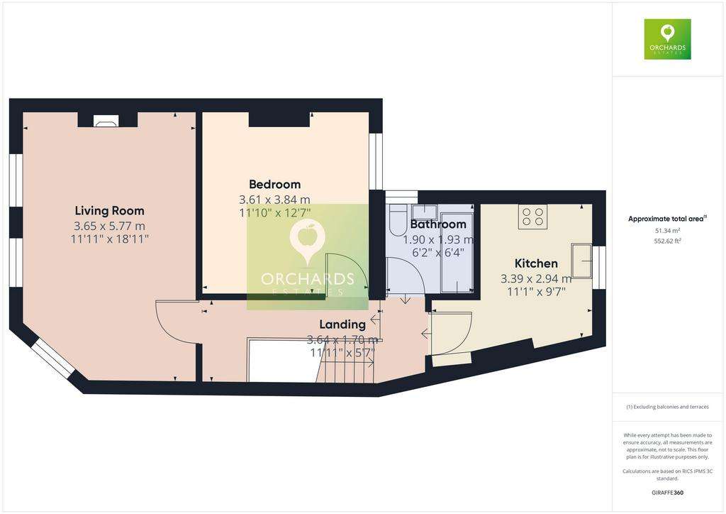 1 bedroom flat to rent - floorplan