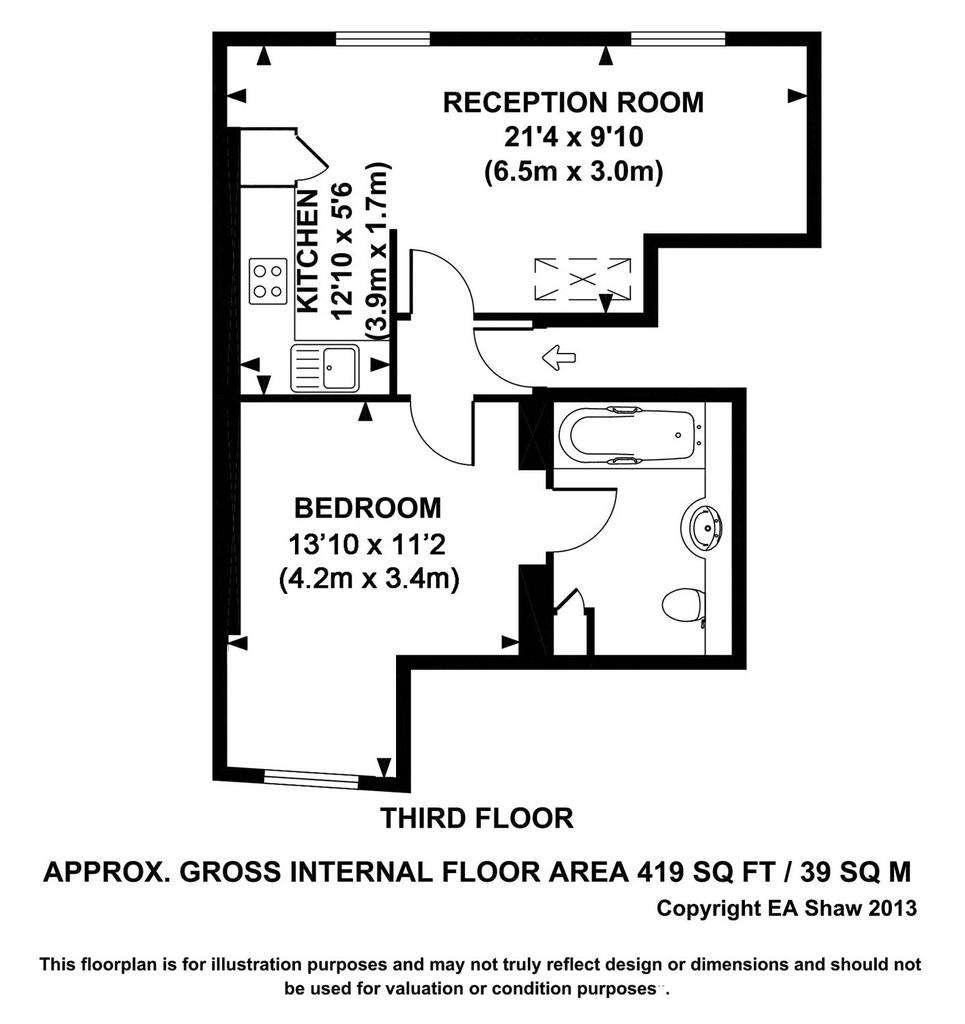 1 bedroom flat to rent - floorplan