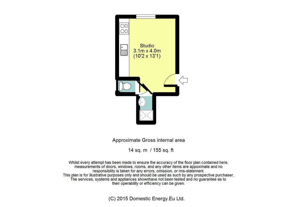 Studio flat to rent - floorplan