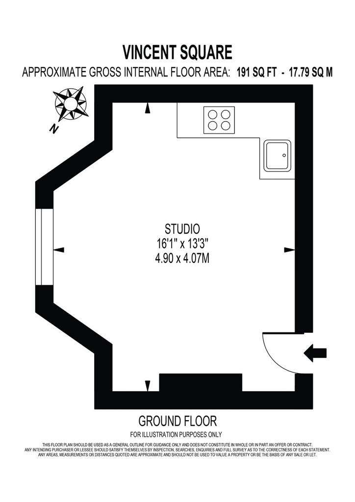 Studio flat to rent - floorplan