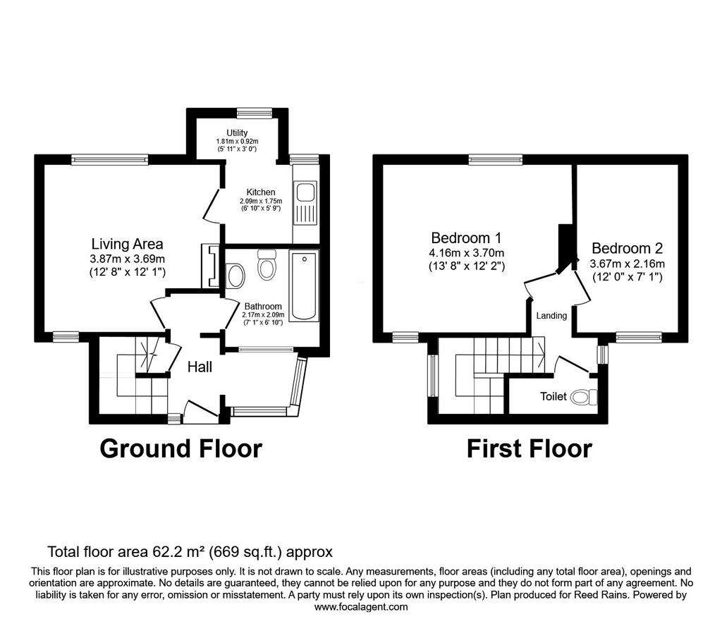 2 bedroom semi-detached house for sale - floorplan