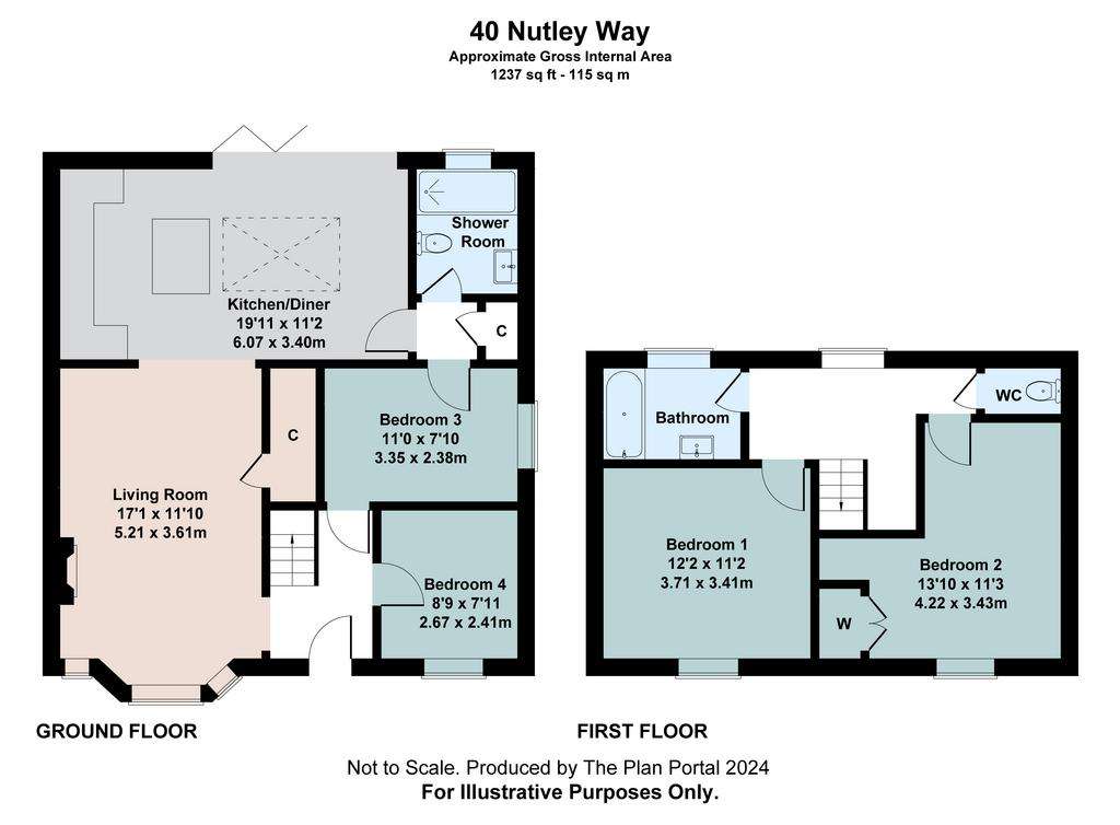 4 bedroom semi-detached house for sale - floorplan