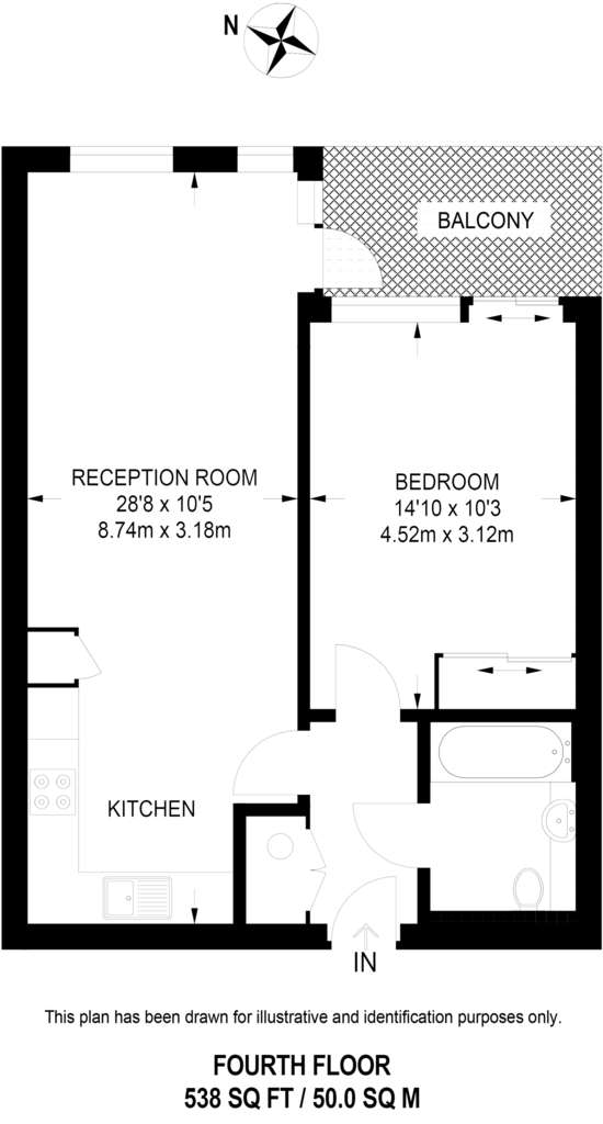 1 bedroom flat to rent - floorplan