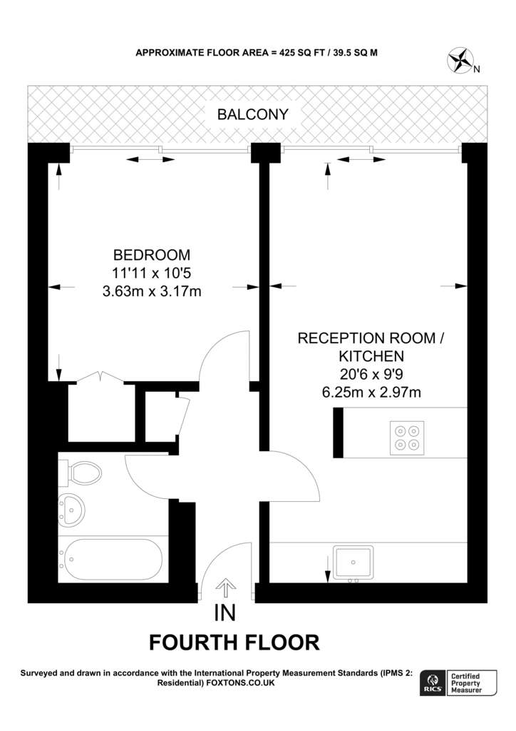 1 bedroom flat to rent - floorplan