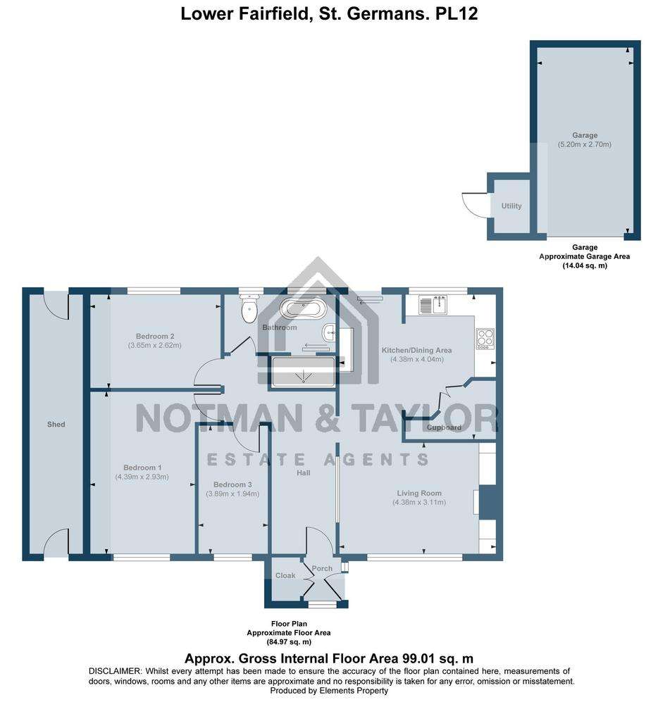 3 bedroom bungalow for sale - floorplan