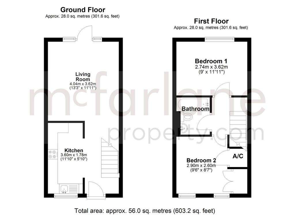 2 bedroom terraced house for sale - floorplan