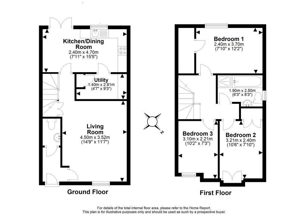 3 bedroom end of terrace house for sale - floorplan