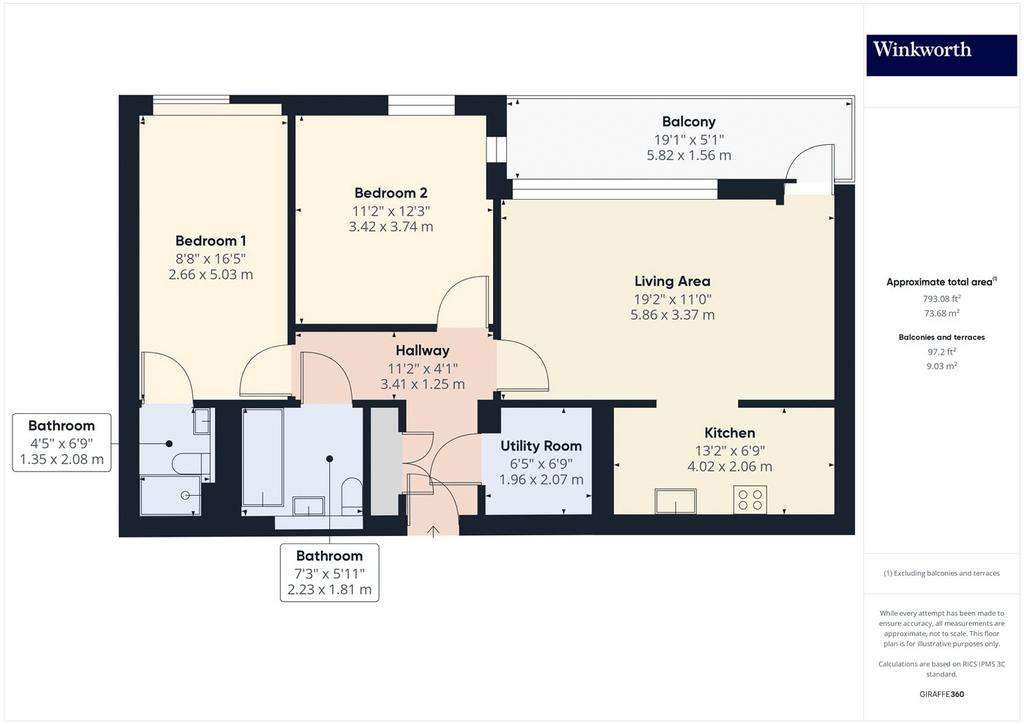 2 bedroom flat to rent - floorplan