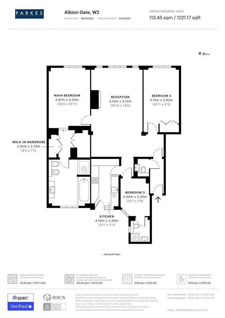 3 bedroom flat to rent - floorplan