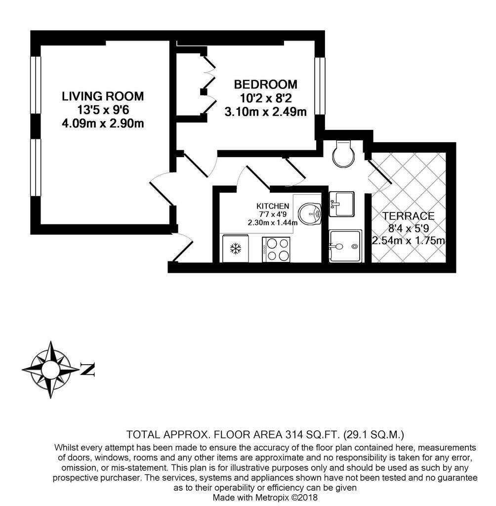 1 bedroom flat to rent - floorplan