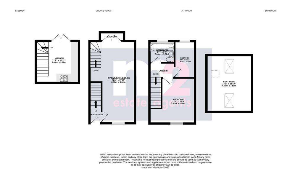 2 bedroom terraced house for sale - floorplan