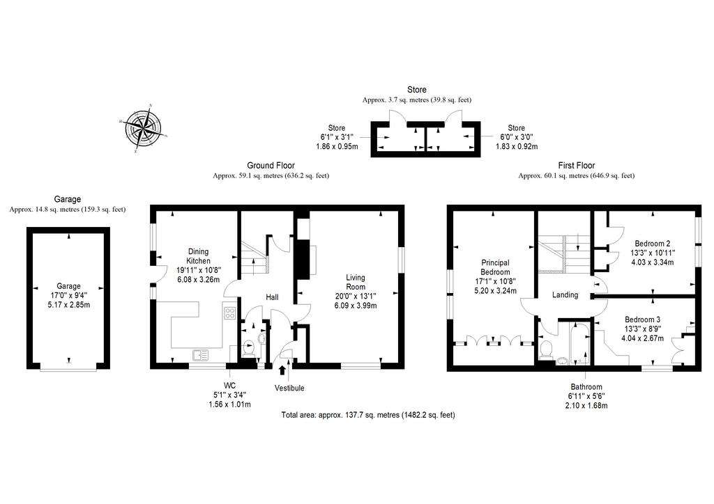 3 bedroom semi-detached house for sale - floorplan