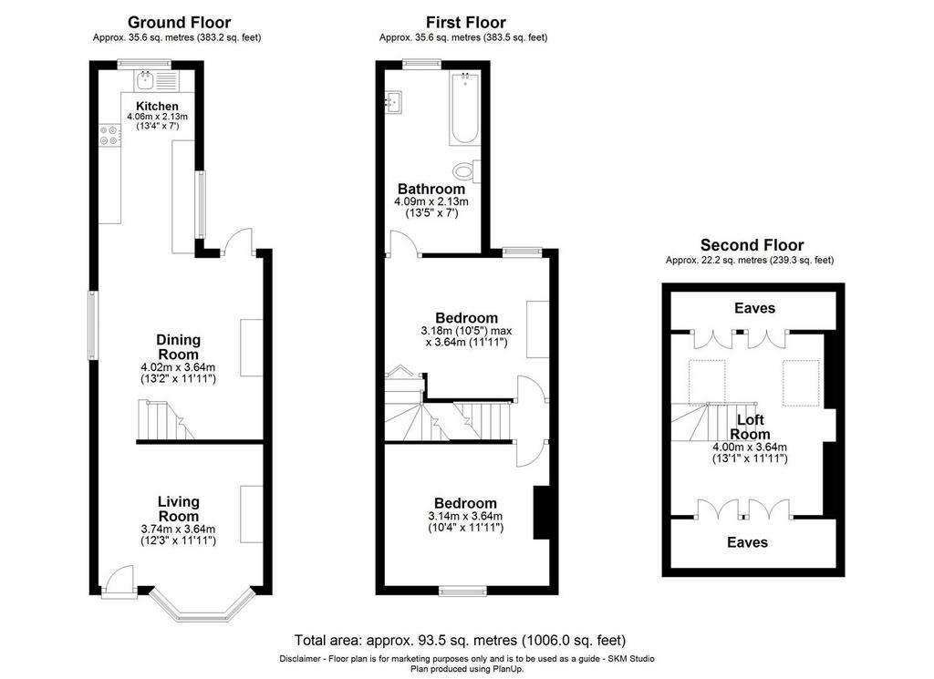 2 bedroom end of terrace house for sale - floorplan