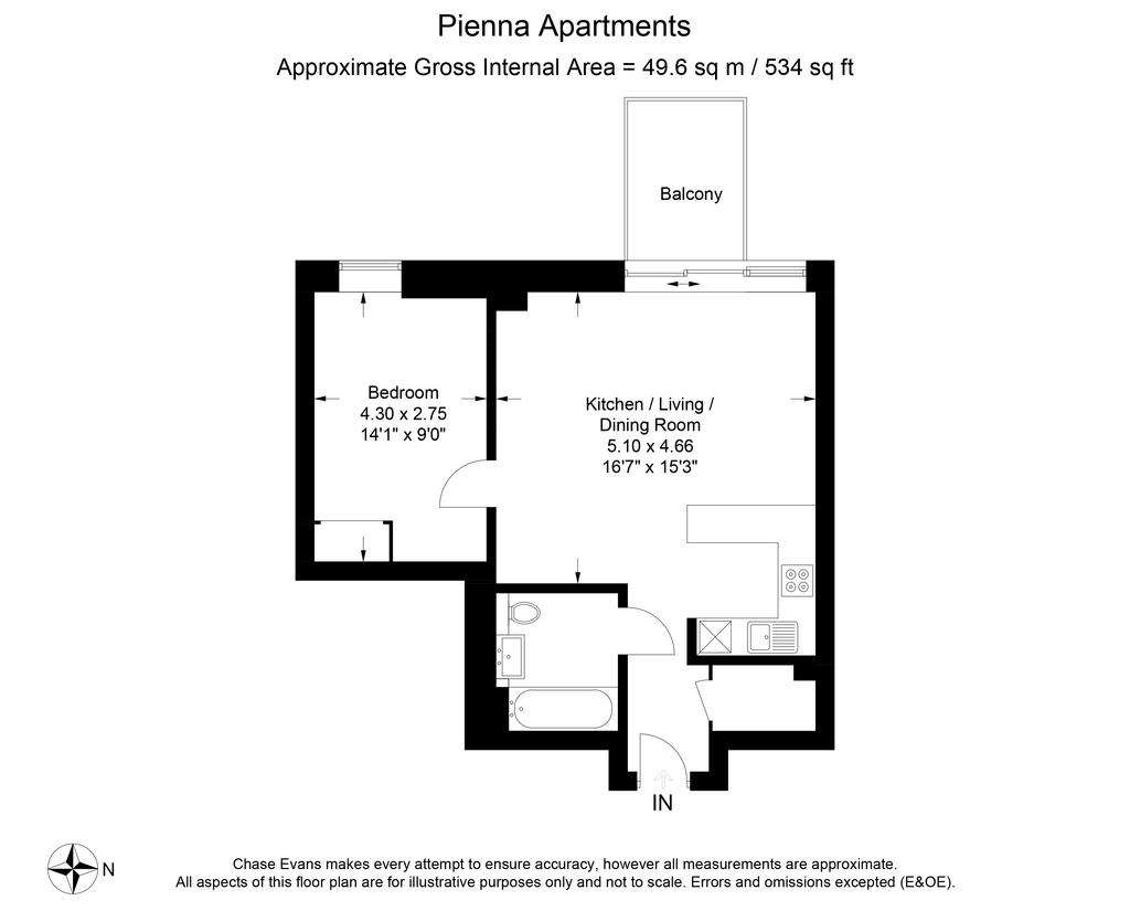 1 bedroom flat to rent - floorplan