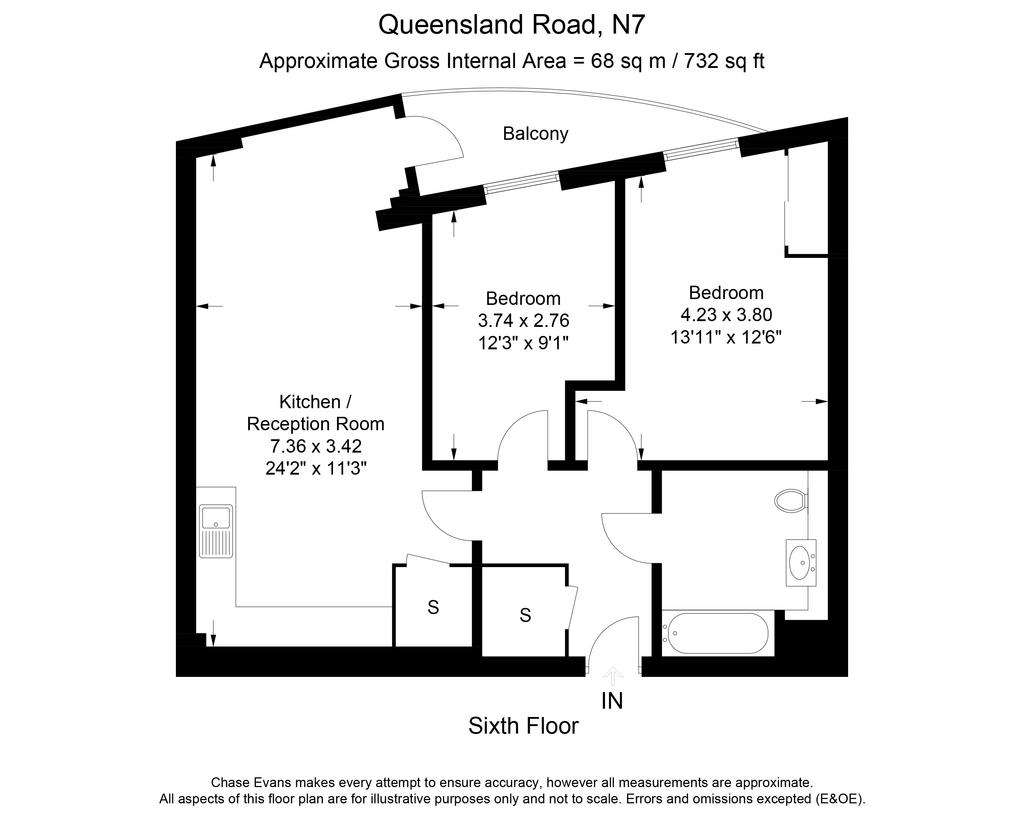 2 bedroom flat to rent - floorplan