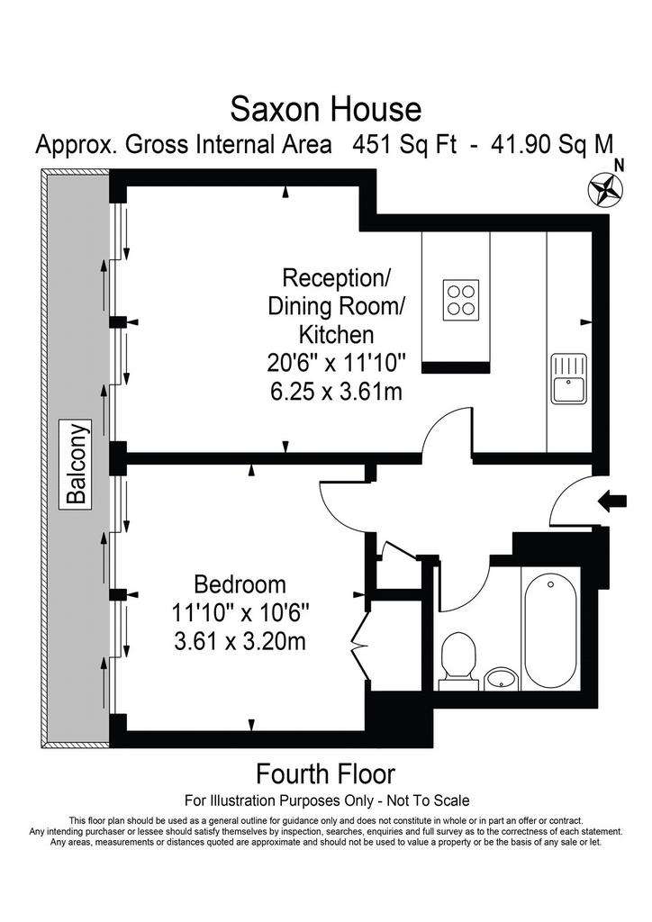 1 bedroom penthouse apartment to rent - floorplan