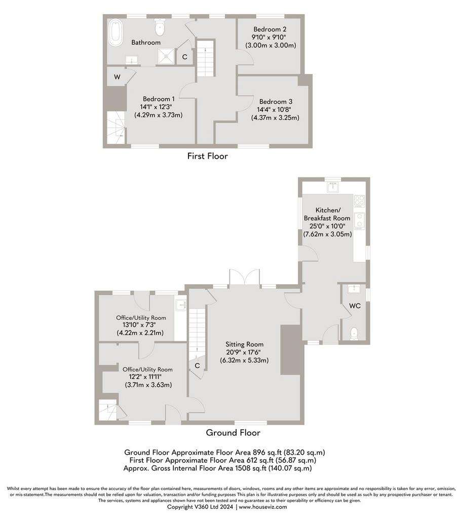 3 bedroom semi-detached house for sale - floorplan