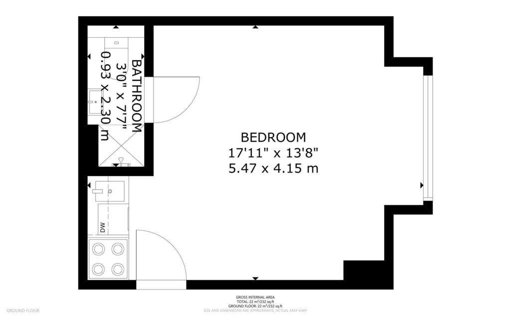 Studio flat to rent - floorplan