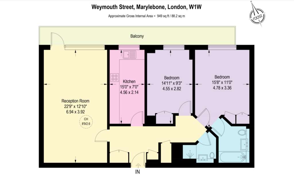 2 bedroom flat to rent - floorplan