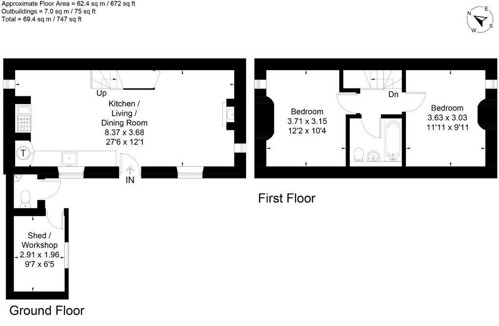 2 bedroom detached house for sale - floorplan