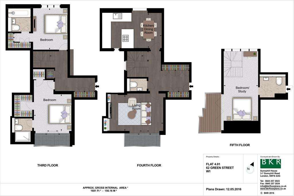 3 bedroom flat to rent - floorplan