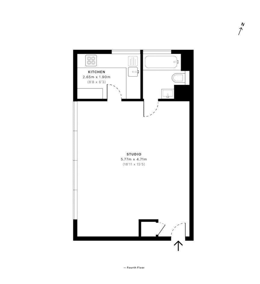 Studio flat to rent - floorplan